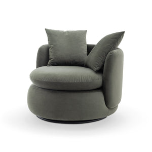 Maison Debrah Orbène round swivel accent chair in forest green fabric — view 3
