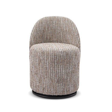 Maison Debrah Wovren swivel barrel chair in warm multi-tone cream bouclé on matt black base