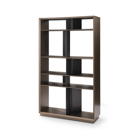 Maison Debrah Cadren ten-bay brass metallic bookcase with dark back panels and steel joints — view 2