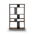 Maison Debrah Cadren ten-bay brass metallic bookcase with dark back panels and steel joints
