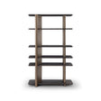 Maison Debrah Olyss tall dark grey elm veneer shelving unit with central brass column
