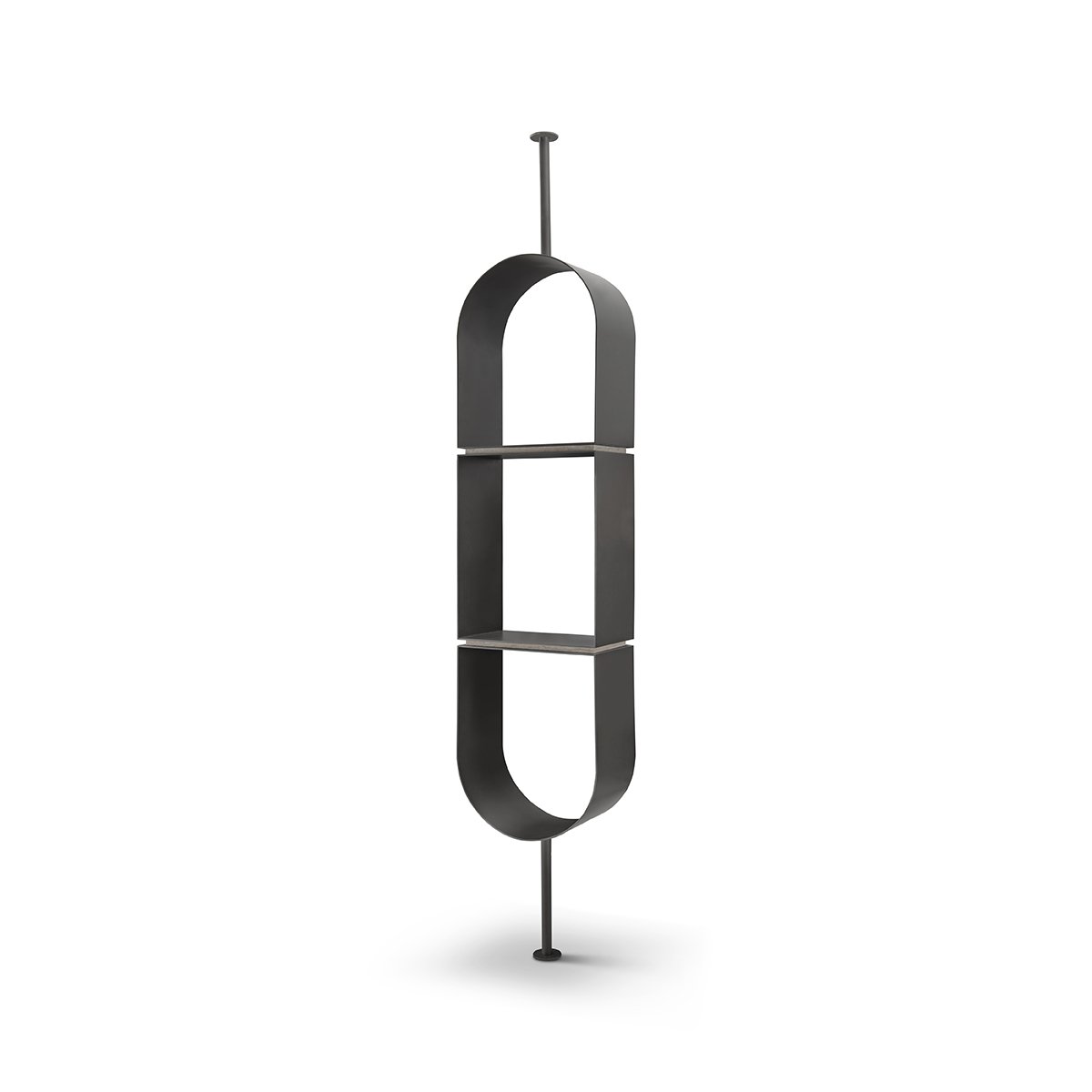 Velor Floor-to-Ceiling Bookcase in Grey Metal & Silver Travertine, Maison Debrah, , ,