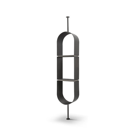 Maison Debrah Velor coat stand with two stacked grey metal oval frames and silver travertine panel — view 2