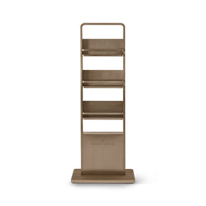 Maison Debrah Gradven tall open shelving unit with brushed bronze steel frame and four shelves