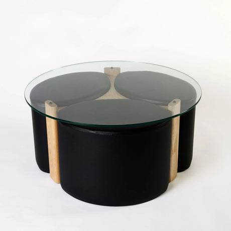 Rondo Pouffé Table Suite, Cocolea, Clear Ash, Black,