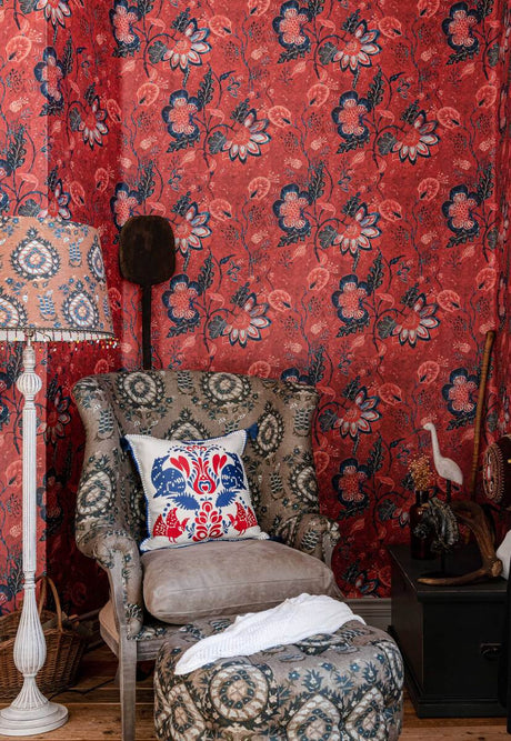 Saxon Tapestry wallpaper by Natty & Polly, styled in an interior
