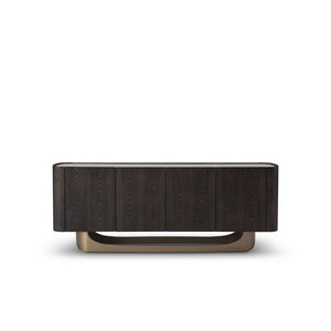 Maison Debrah Ravlen dark grey elm sideboard with ceramic top and arched brass base
