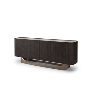 Maison Debrah Ravlen dark grey elm sideboard with ceramic top and arched brass base — view 2