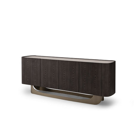 Maison Debrah Ravlen dark grey elm sideboard with ceramic top and arched brass base — view 2