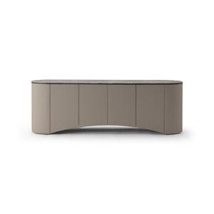 Brunello Travertine Sideboard with Textured Faux Leather Body, Maison Debrah, , ,