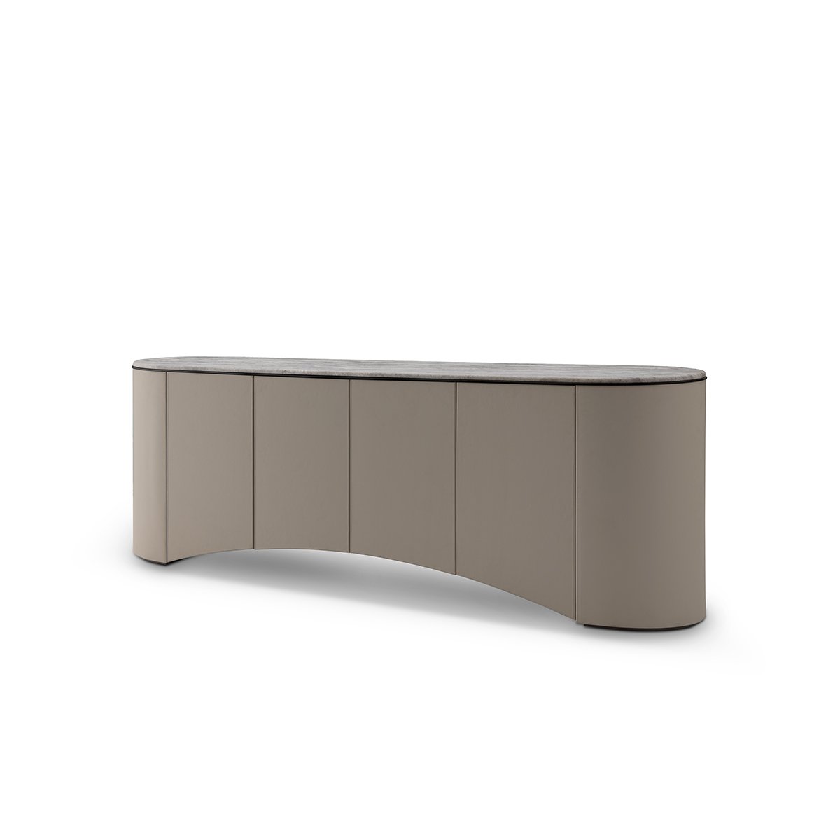 Kavren Travertine Top TV Unit with Taupe Faux Leather Body, Maison Debrah, , ,
