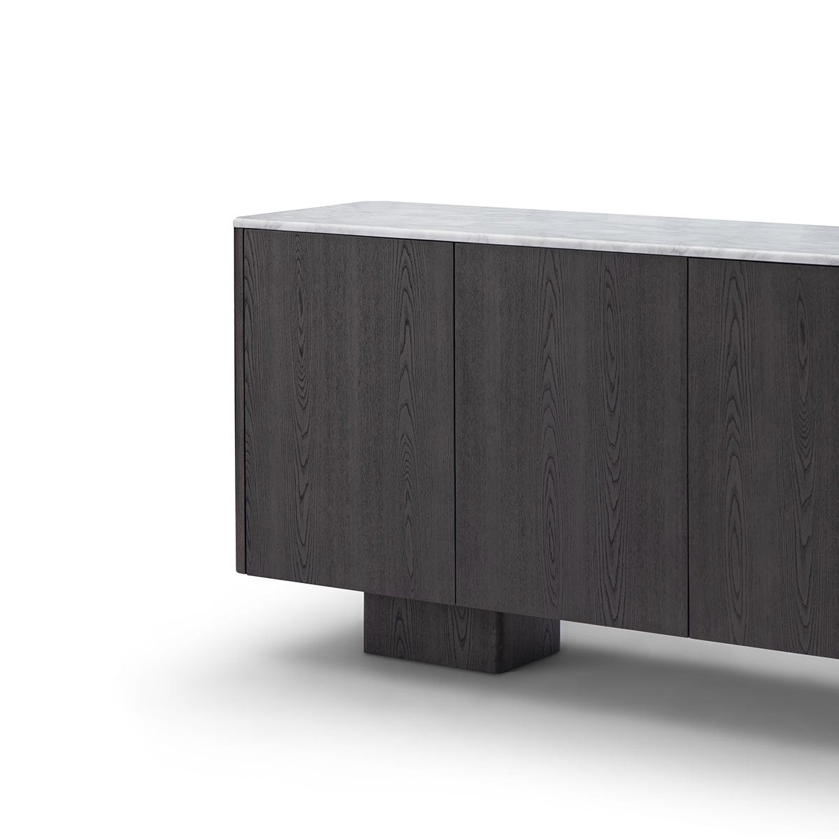Maison Debrah Sorik white marble sideboard in dark grey elm with an asymmetric brass leg — view 3