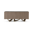Maison Debrah Savel green marble sideboard in light grey elm veneer with brass legs