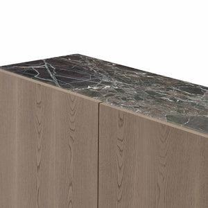 Maison Debrah Savel green marble sideboard in light grey elm veneer with brass legs — view 4