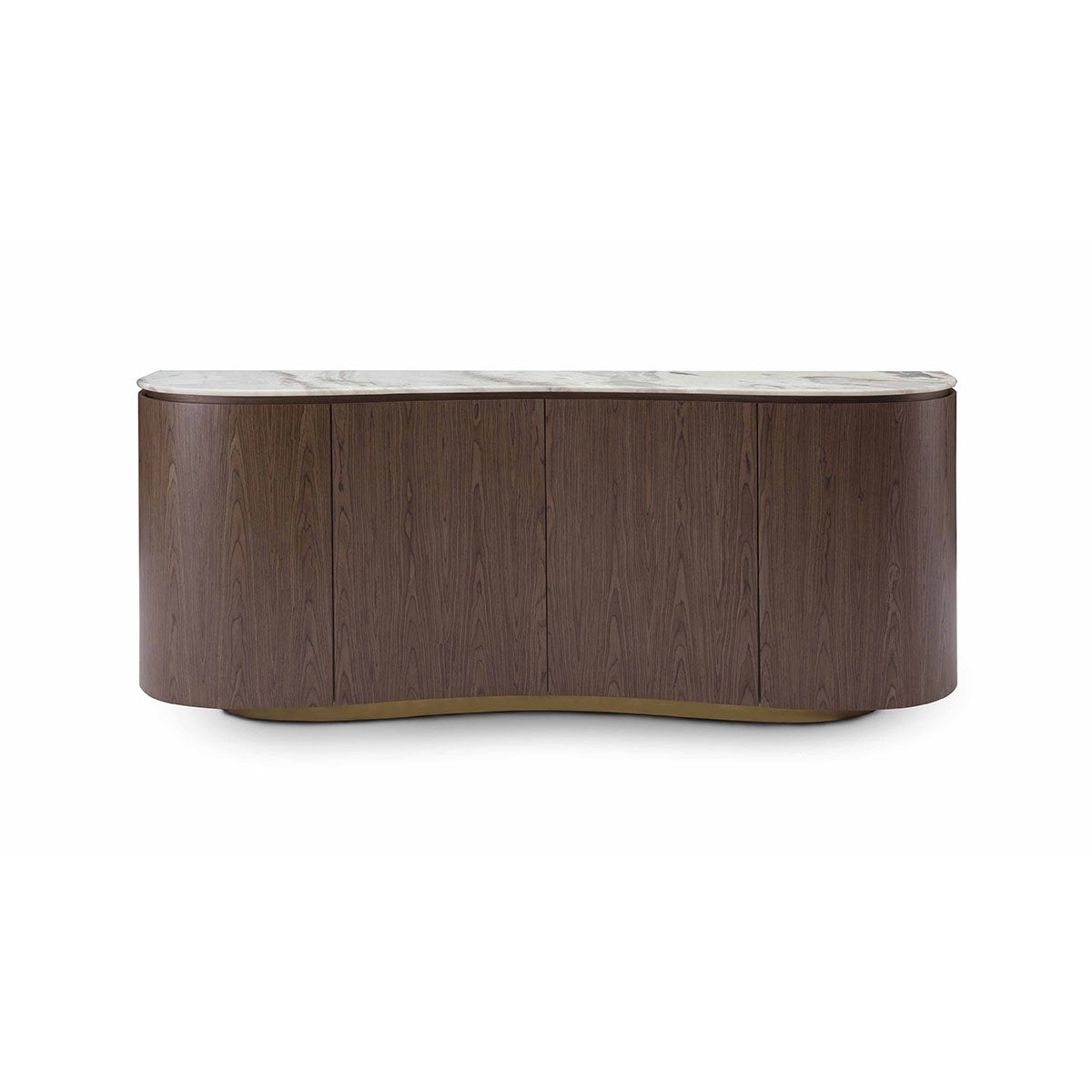 Maison Debrah Arvis undulating curved sideboard with cream marble top on slim brass base