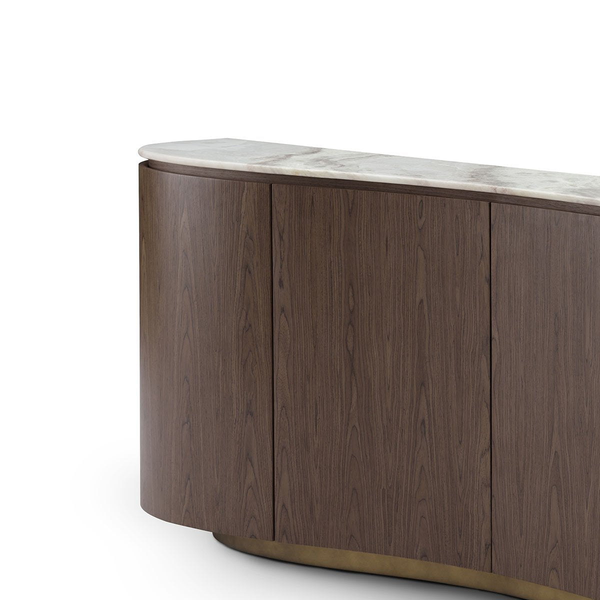 Maison Debrah Arvis undulating curved sideboard with cream marble top on slim brass base — view 4