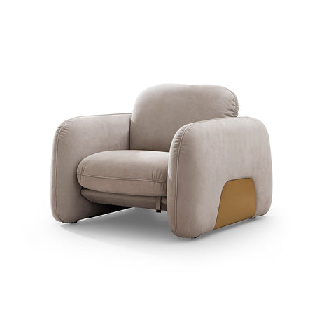 Maison Debrah Macbeth nubuck leather armchair with brushed brass stainless steel details — view 2