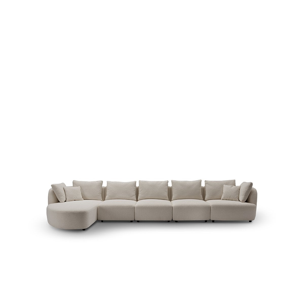 Maison Debrah Luvrik L-shaped sectional sofa in natural woven fabric with gold legs