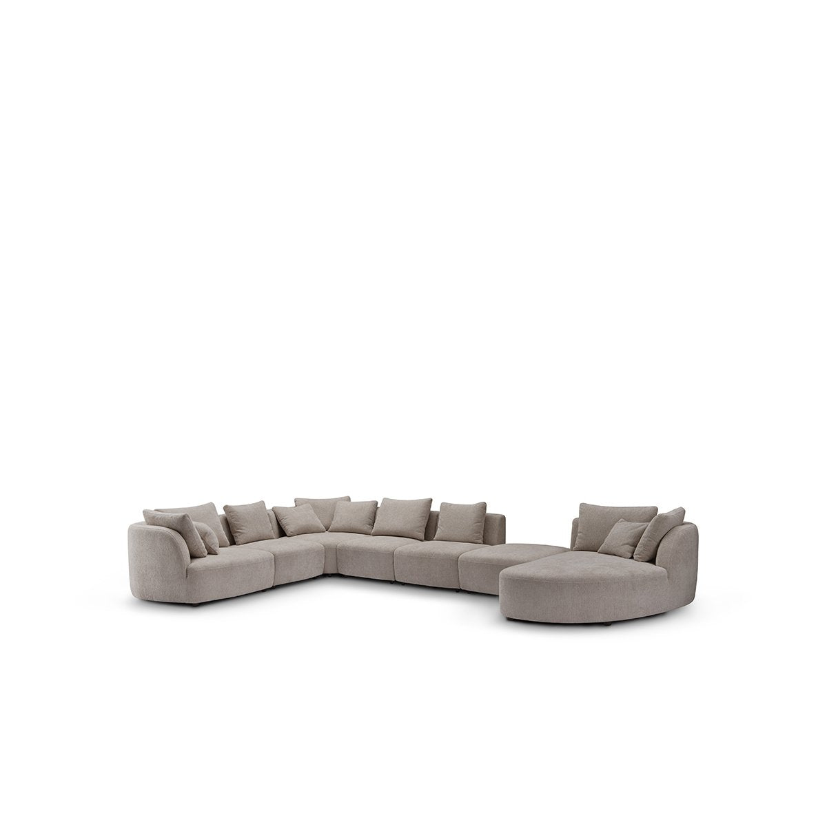 Maison Debrah Luvrik L-shaped sectional sofa in natural woven fabric with gold legs — view 2