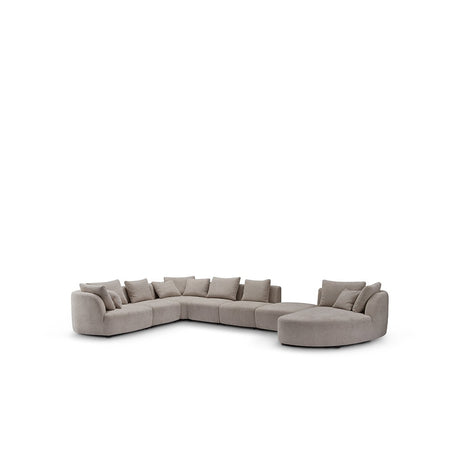Maison Debrah Luvrik L-shaped sectional sofa in natural woven fabric with gold legs — view 2