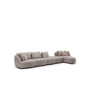 Maison Debrah Luvrik L-shaped sectional sofa in natural woven fabric with gold legs — view 3