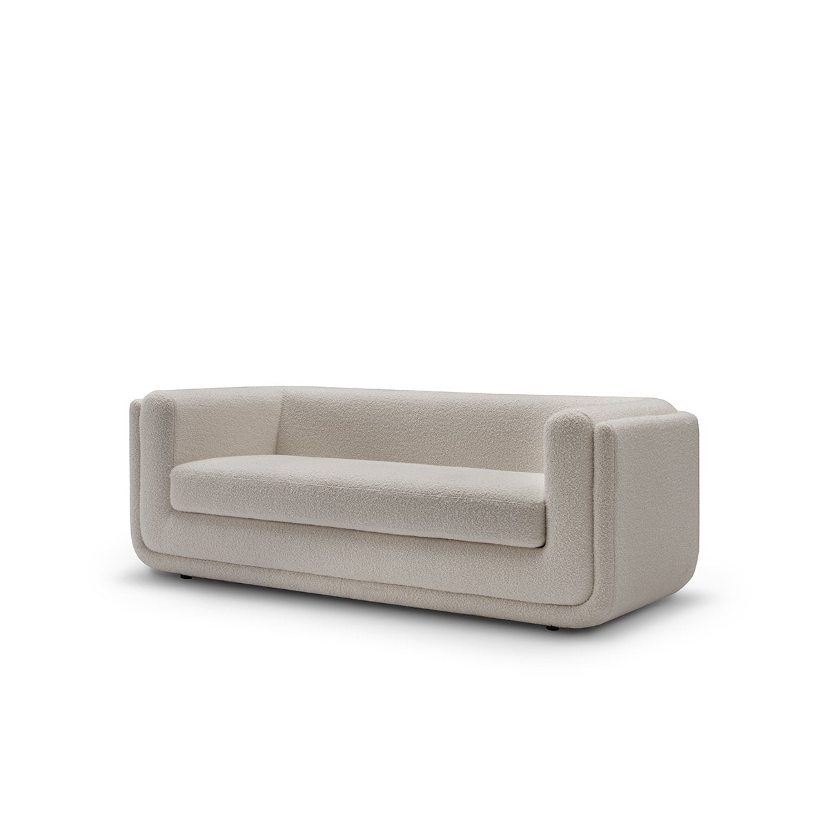 Maison Debrah Oxler low deep-seated boucle sofa on polished gold base
