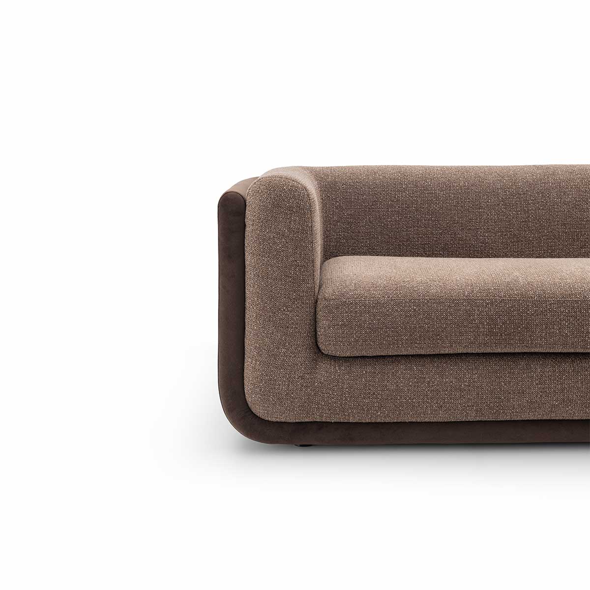 Maison Debrah Oxler low deep-seated boucle sofa on polished gold base — view 4