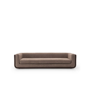 Maison Debrah Oxler low deep-seated boucle sofa on polished gold base — view 2