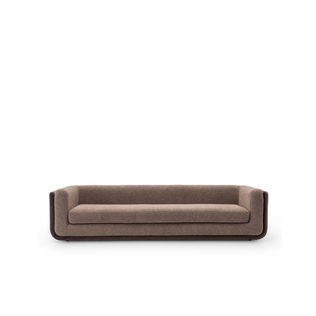 Maison Debrah Oxler low deep-seated boucle sofa on polished gold base — view 2