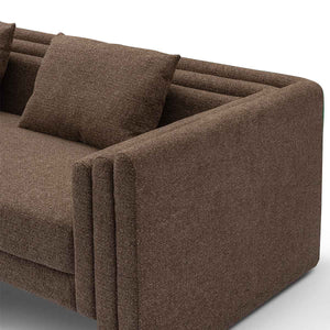 Maison Debrah Lestor lounge armchair in dark bouclé with tall panelled arms and gold steel base — view 3
