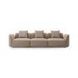 Maison Debrah Sevrenne three-section sofa in warm taupe faux leather on a black gold base