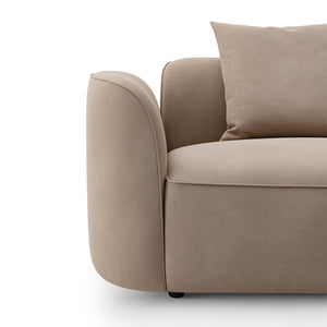 Maison Debrah Sevrenne three-section sofa in warm taupe faux leather on a black gold base — view 3