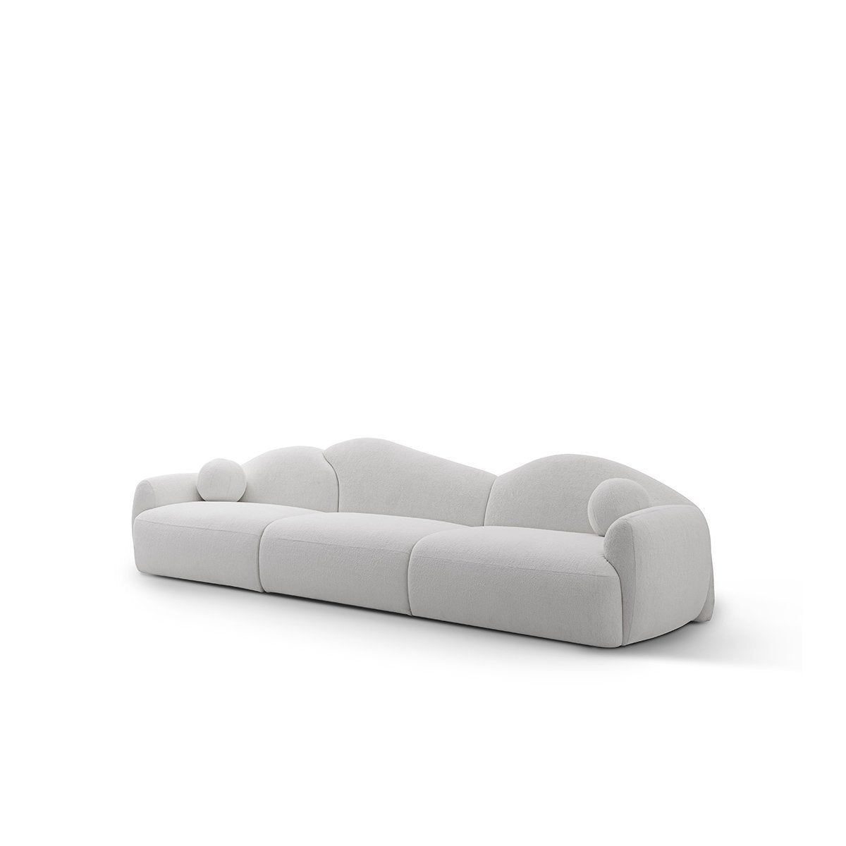 Maison Debrah Nimbus wave back sofa in oyster white fabric with bolster arms — view 2