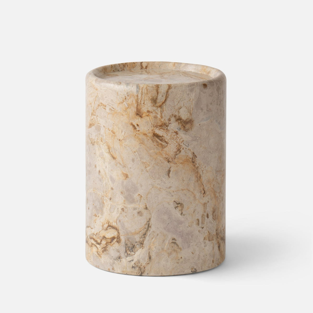 Cylinder natural stone side table by Schoolhouse