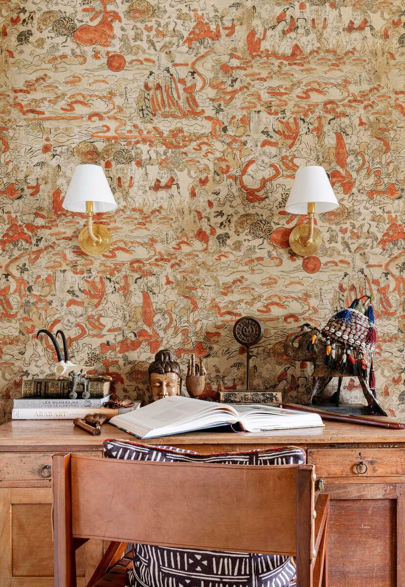 Spiritual Journey Wallpaper in Orange, Cocolea Natty & Polly, Per roll (52 cm × 9 m), ,