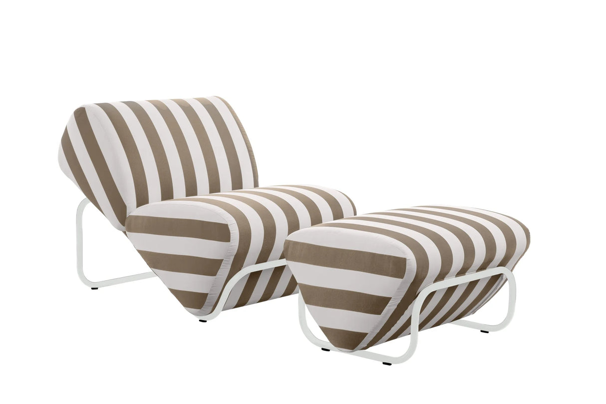 Outdoor Trend Module Lounge & Footstool Set, Cocolea, Powder Coat- Pearl White - Gloss, Mallacoota-Sand,