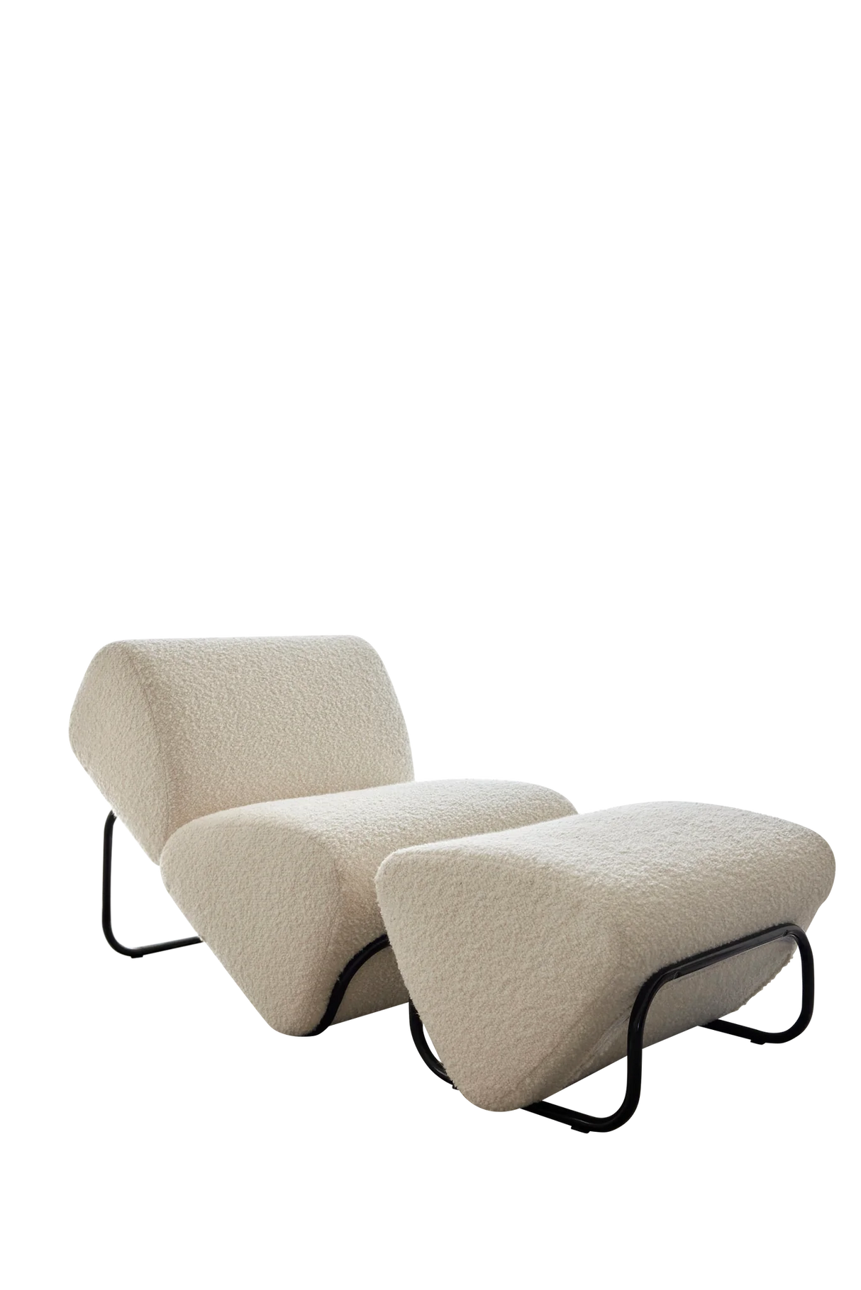 Trend Module Lounge with Bouclé, Cocolea, Powder Coat -Black Satin, Ivory,
