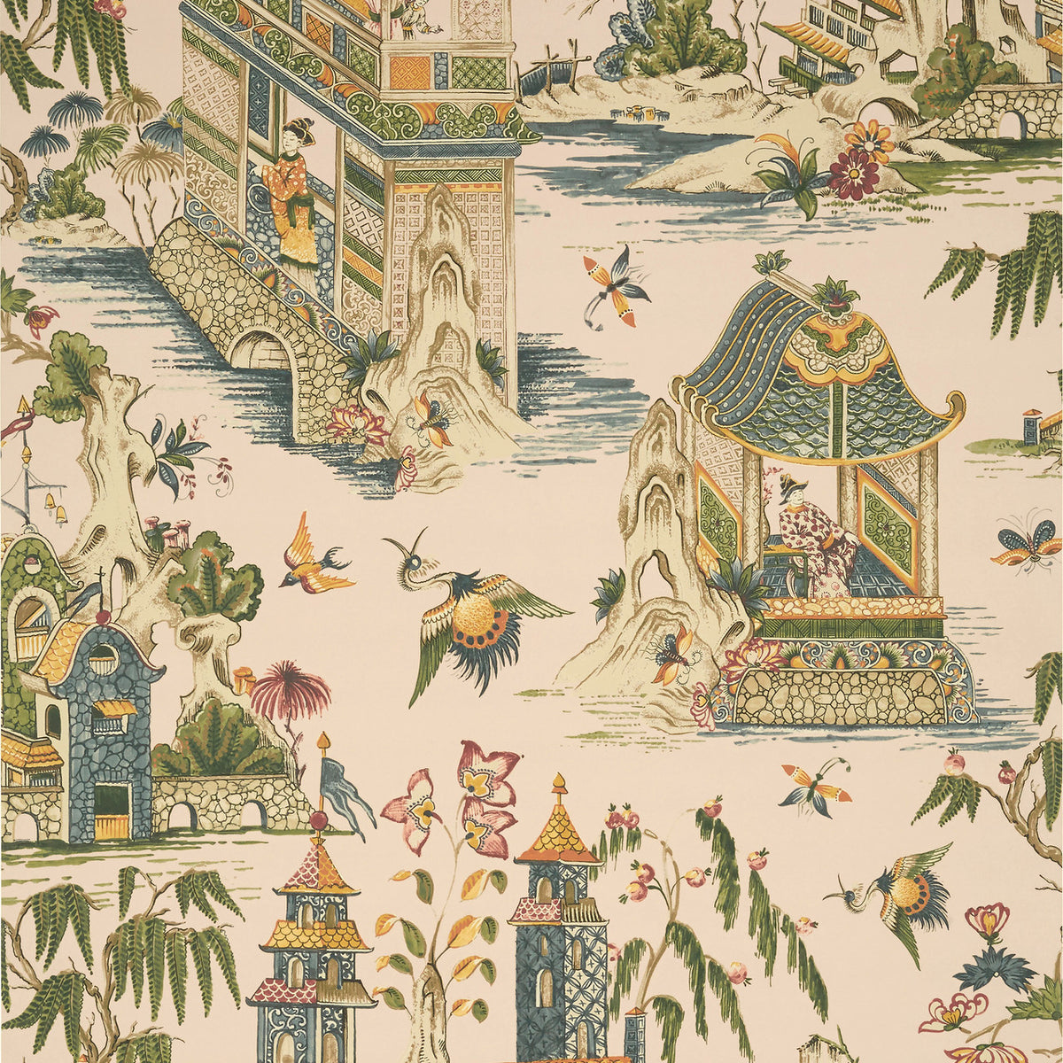 Grand Palace wallpaper in Blush by Natty & Polly, full pattern view
