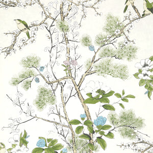 Katsura wallpaper in Cream / Lavender by Natty & Polly, full pattern view