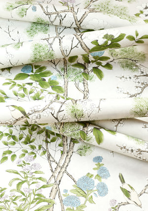 Katsura wallpaper in Cream / Lavender by Natty & Polly, full pattern view