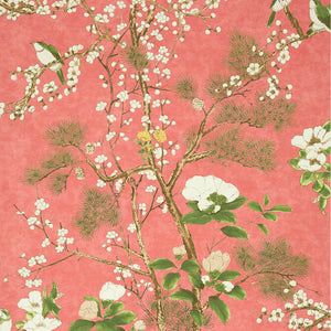 Katsura wallpaper in Coral by Natty & Polly, full pattern view