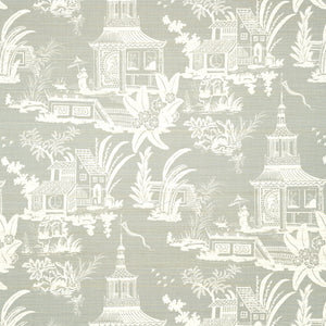 Empress Court wallpaper in Grey by Natty & Polly, full pattern view