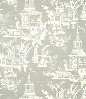 Empress Court wallpaper in Grey by Natty & Polly, full pattern view