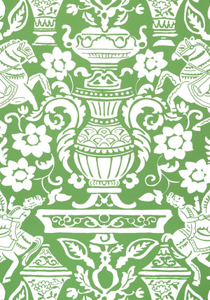 Galway wallpaper in Green by Natty & Polly, full pattern view