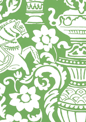 Galway wallpaper in Green by Natty & Polly, close-up of the pattern and texture