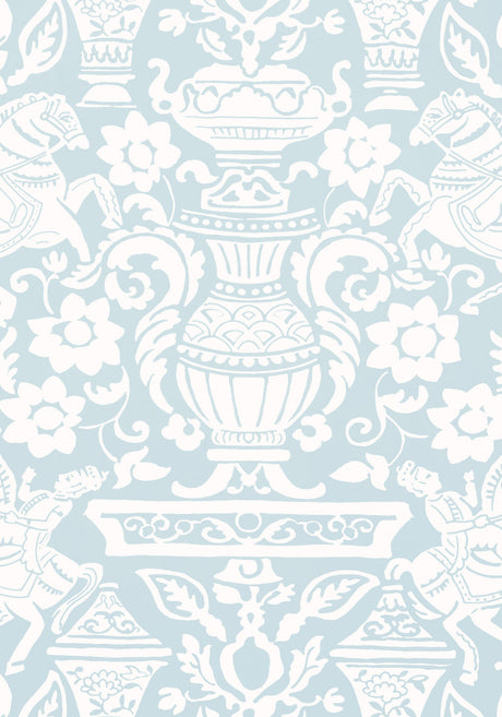 Galway wallpaper in Spa Blue by Natty & Polly, full pattern view