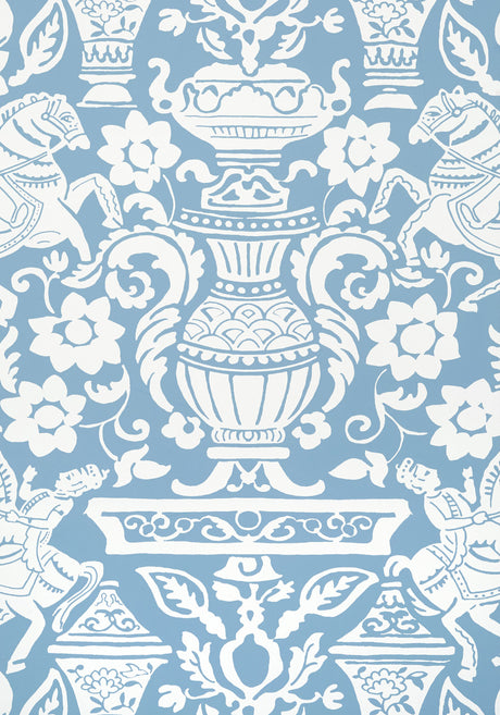 Galway wallpaper in Blue by Natty & Polly, full pattern view
