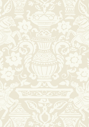 Galway wallpaper in Beige by Natty & Polly, full pattern view