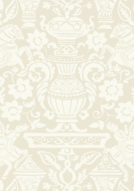 Galway wallpaper in Beige by Natty & Polly, full pattern view