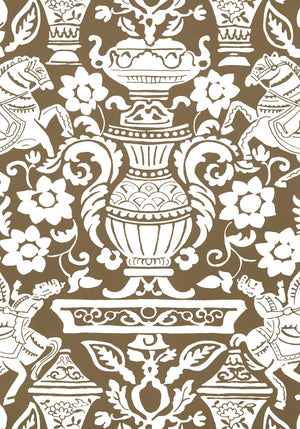 Galway wallpaper in Brown by Natty & Polly, full pattern view